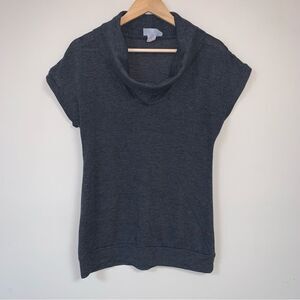 Maternity Top Women’s Large Gray Stretch Pregnancy Shirt Cowl Neck  Short Sleeve